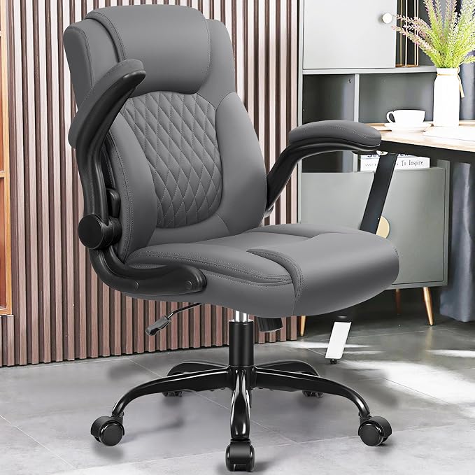Leather Office Chair, PU Home Computer Desk Chairs - Image 2