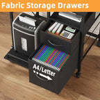 YAOHUOO Printer Stand with Power Outlet/Fabric Drawers, Printer Cabinet with - Image 3