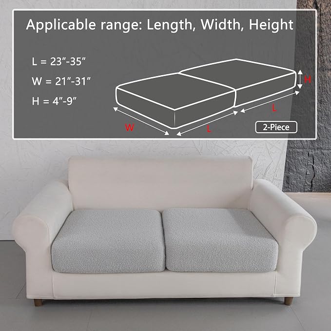 OHSIO Couch Cushion Covers for Sectional Sofa, Stretch Soft Sofa Slipcovers - Image 2