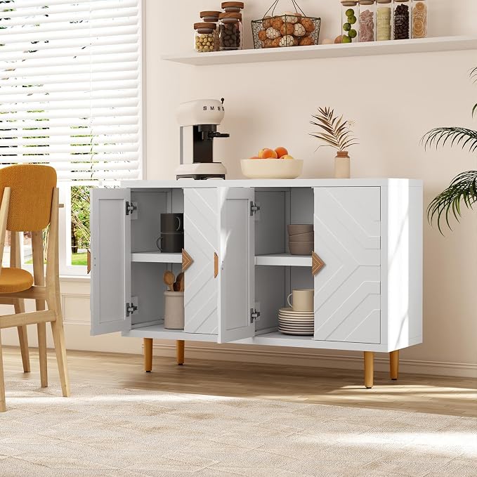 HLR 48'' Buffet Cabinet with 4 Doors and Shelves, Modern Credenza Storage - Image 5