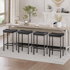 HOOBRO Bar Stools, Counter Height Stools, Saddle Barstools, 24.8 Inches - Image 4