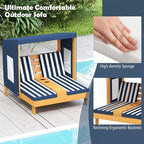 HONEY JOY Kids Chaise Lounge Chair Outdoor, Toddler Wood Double Pool Lounger - Image 4