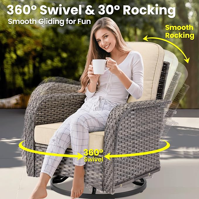 ovios 7 Pieces Patio Furniture Set, Outdoor Wicker Sofa Couch - Image 4