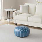 Genuine Leather Round Pouf Cover - Image 2