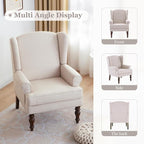 HUIMO Printed Wingback Accent Chair, Linen Upholstered High Back Armchair - Image 9