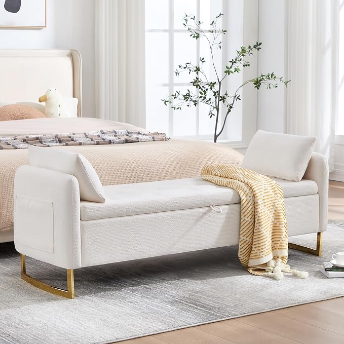 65" Storage Ottoman Bench, Storage Bench - Image 9