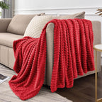 BEDELITE 3D Ribbed Jacquard Red Fleece Twin Blanket - Image 9