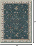Vintage Dark Green 6x8 Dining Room Rugs - Image 2