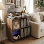 Faesun 3 Tier Flip Top Record Player Stand, Vinyl Record Storage Holds up to - Image 2