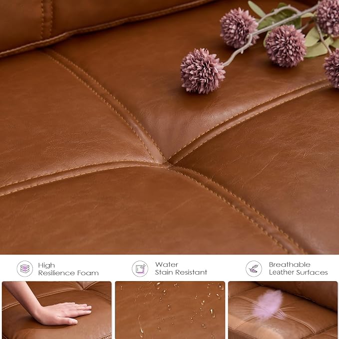 TYBOATLE Brown Leather Sofa Couch Sectional Couches - Image 4