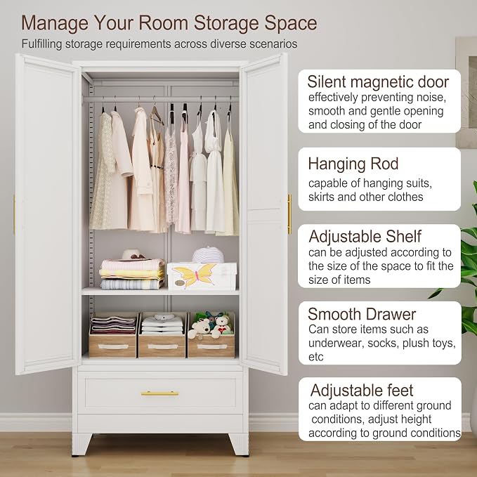 erosoei 71" H Metal Armoire Wardrobe Closet - Image 6