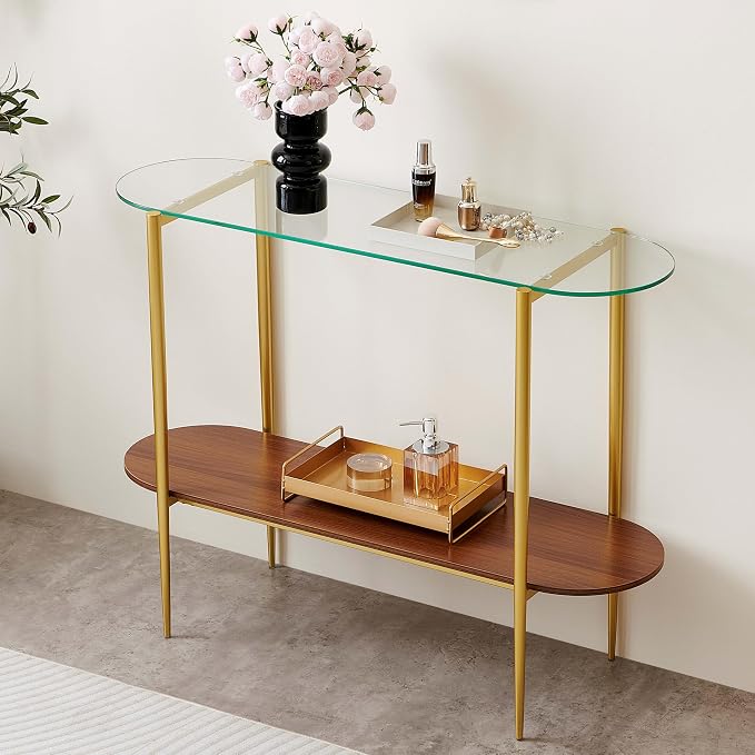LumFurn Oval Glass Console Table by LumFurn