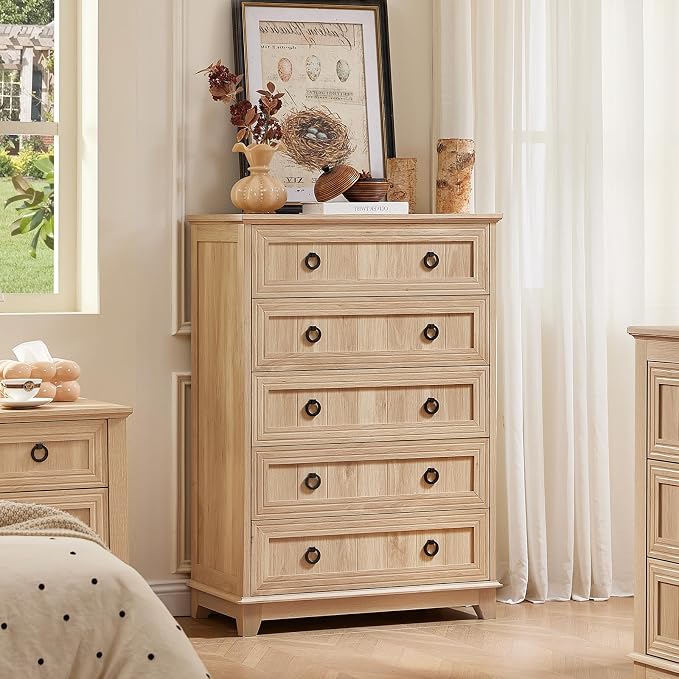 Joaxswe Farmhouse 5 Drawer Dresser - Image 9