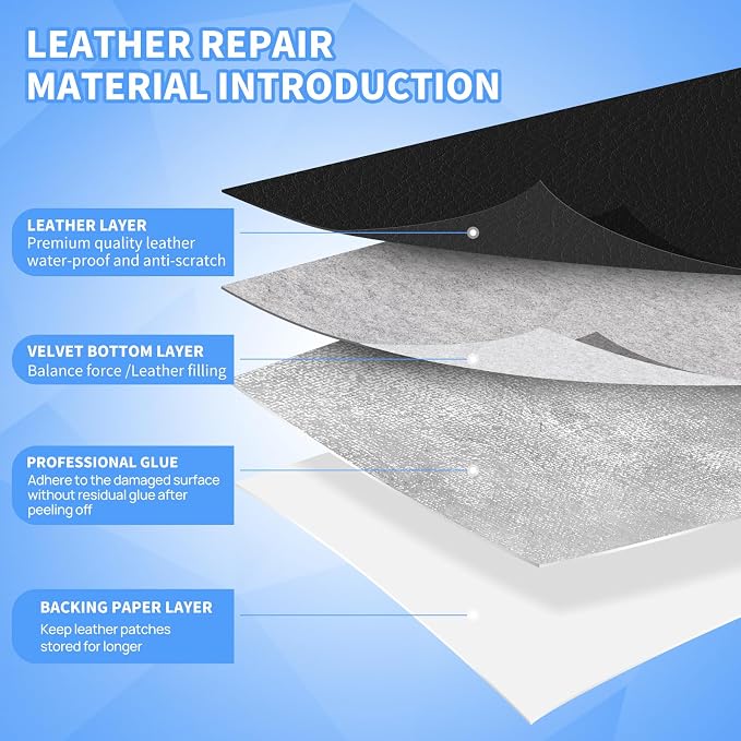 Leather Repair Patches, 17X395 Inch Self-Adhesive Leather Repair Tape, Stretch - Image 2
