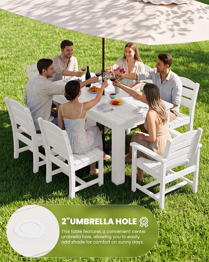 SERWALL Patio Dining Set with 15FT Double Side Umbrella, Outdoor Dining Sets - Image 3