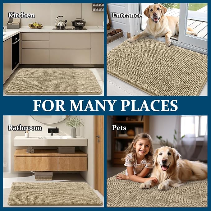 OLANLY Dog Door Mat for Muddy Paws 59x35, Super Absorbent Chenille Mud Mat | - Image 8