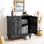 weselon Accent Cabinet Set of 2, Classic Carved Buffet Cabinet Storage Sideboard - Image 8