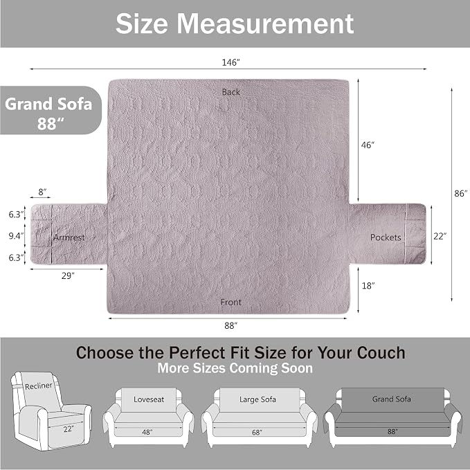 Quilted Grand Sofa Covers Washable, Couch Cover - Image 7