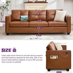 TYBOATLE Brown Leather Sofa Couch Sectional Couches - Image 2