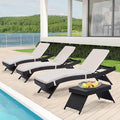 Outdoor Chaise Lounge Chairs + Coffee Table Set of 4 by Asifom