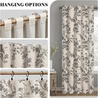 Black Boho Floral 100% Blackout Curtains 84 Inch 2 Panels | Farmhouse Vintage - Image 7