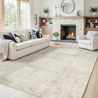 5x7 Washable Area Rug for Living Room Bedroom: Non-Slip Modern Beige White | - Image 2