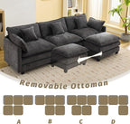 111'' Sectional Cloud Deep Seat Couch, Oversized Chenille U Shaped Sectional - Image 6