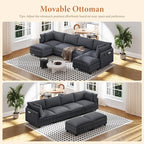 Vesgantti 143" U Shaped Modular Sectional Couch, Comfy Corduroy Upholstered - Image 7