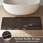 RESARE Waffle Bath Mat for Bathroom Non Slip Bathroom Rugs 24x36 Dark Brown | - Image 5