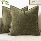 MIULEE Decorative Couch Throw Pillow Covers 18x18 Inch Olive Green 2 Pack | by MIULEE