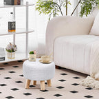 Wimarsbon Pouf Ottoman, 100% Cotton Knitted Boho Footstool, Round Footrest - Image 6