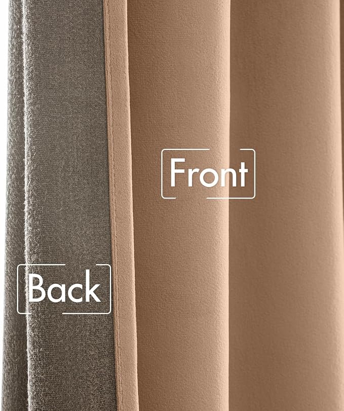 MIULEE Blush Beige Velvet Curtains 52x90 inches Luxury Blackout Curtains | - Image 6