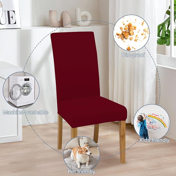 BIETYONE Stretch Dining Chair Covers Set of 4, Soft Removable Washable Kitchen - Image 6
