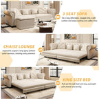 89" Velvet Pull Out Couch Bed - Image 3