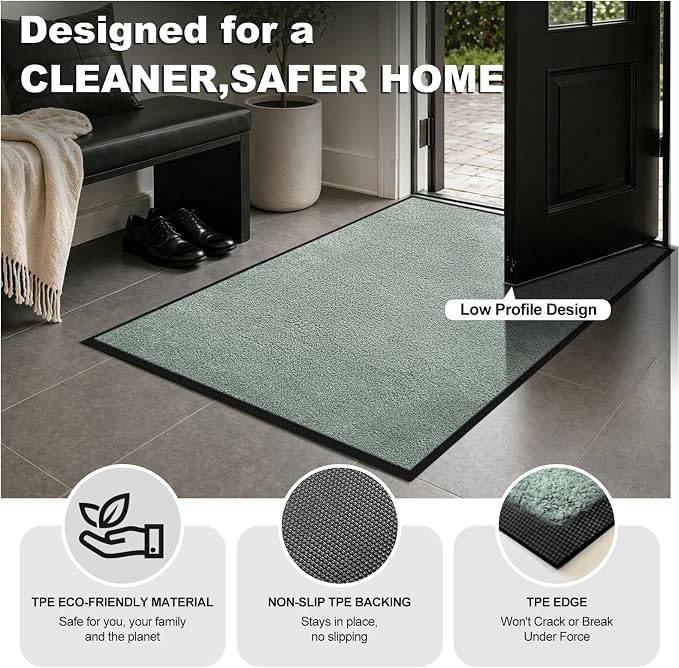 Super Absorbent Front Door Mat, 29.5" x 17", Non-Slip Washable Indoor Doormats - Image 5
