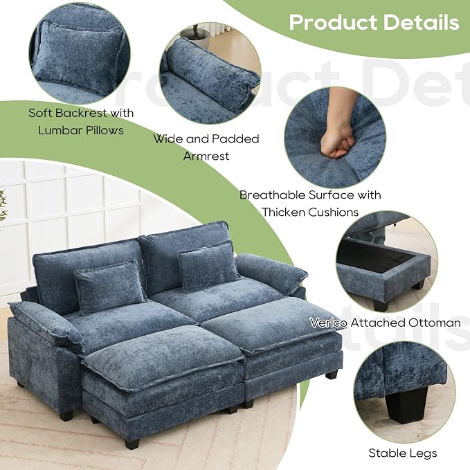 Oprisen 86" Modular Sectional Sofa, Comfy Cloud Couch Sectional Sofa - Image 6