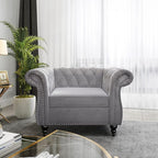 2 Piece Living Room Set, Velvet Chesterfield Sofa Couch Chair - Image 5