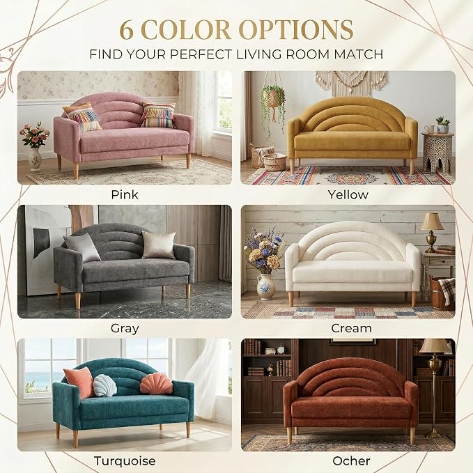 49" Small Loveseat Sofa for Small Spaces, Mid Century Modern Sofa, Linen - Image 9