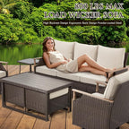 MELLCOM 7 Piece Patio Furniture Set Wicker Patio Conversation Set Rocking - Image 7