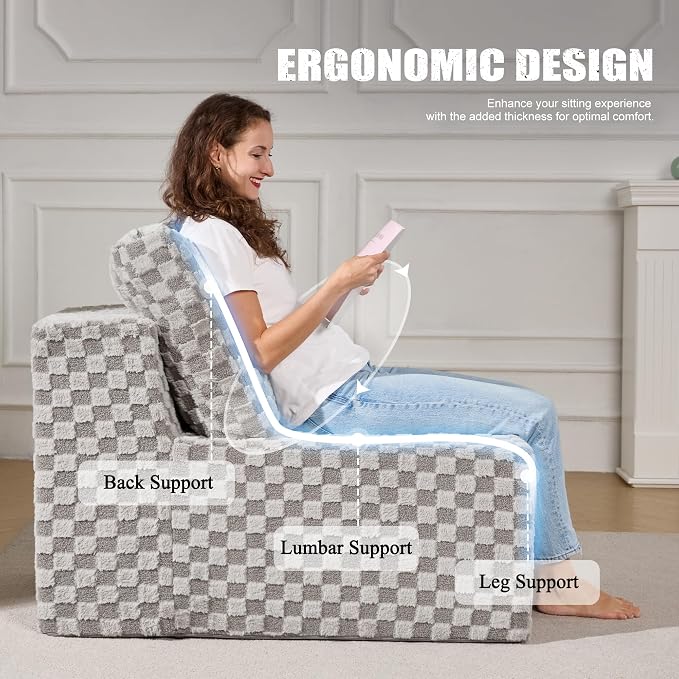 Single Sofa 1 Seat Couch with Deep Seat Memory Foam Cloud Chair with Pillows - Image 4