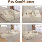 105'' Modular L-Shaped Boneless Sectional, Corduroy Deep Seat Cloud Sectional - Image 5