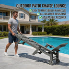 Outdoor Lounge Chair Set of 2, HDPE 4-Position Adjustable Chaise Lounge Outdoor - Image 6