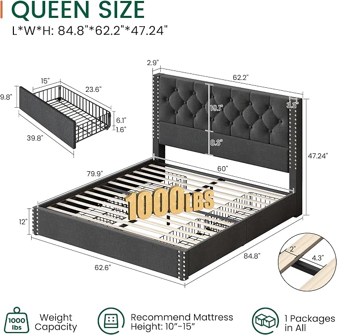 LARMACE Queen Size Bed Frame - Image 2