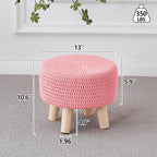 Wimarsbon Pouf Ottoman, 100% Cotton Knitted Boho Footstool, Round Footrest - Image 3