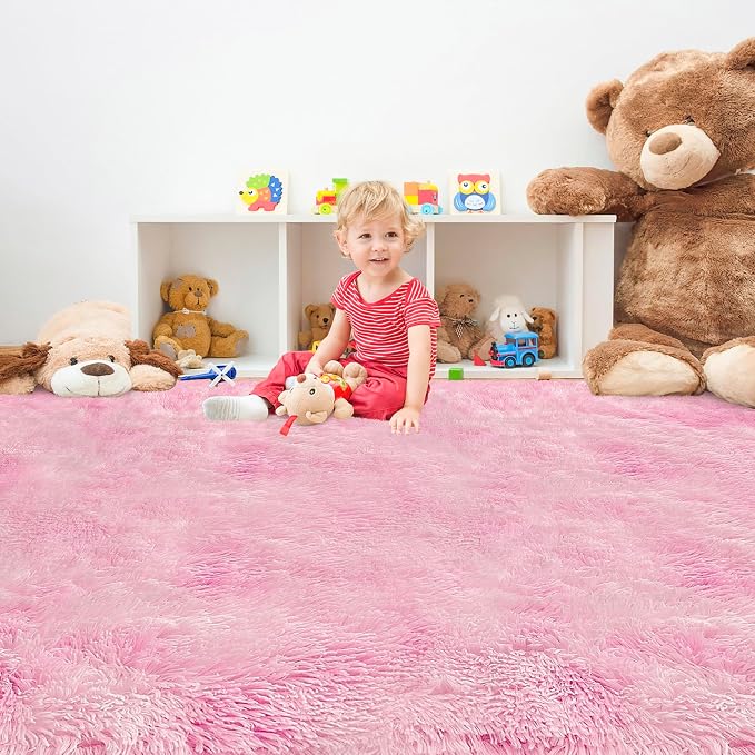 Tie-Dye Pink Soft Shaggy Fluffy Rug - Image 2