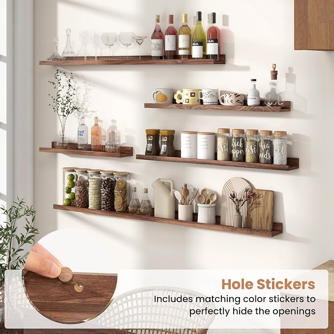 Fun Memories Picture Ledge Shelves Set of 2, 48 Inch Rustic Wall Mounted - Image 5