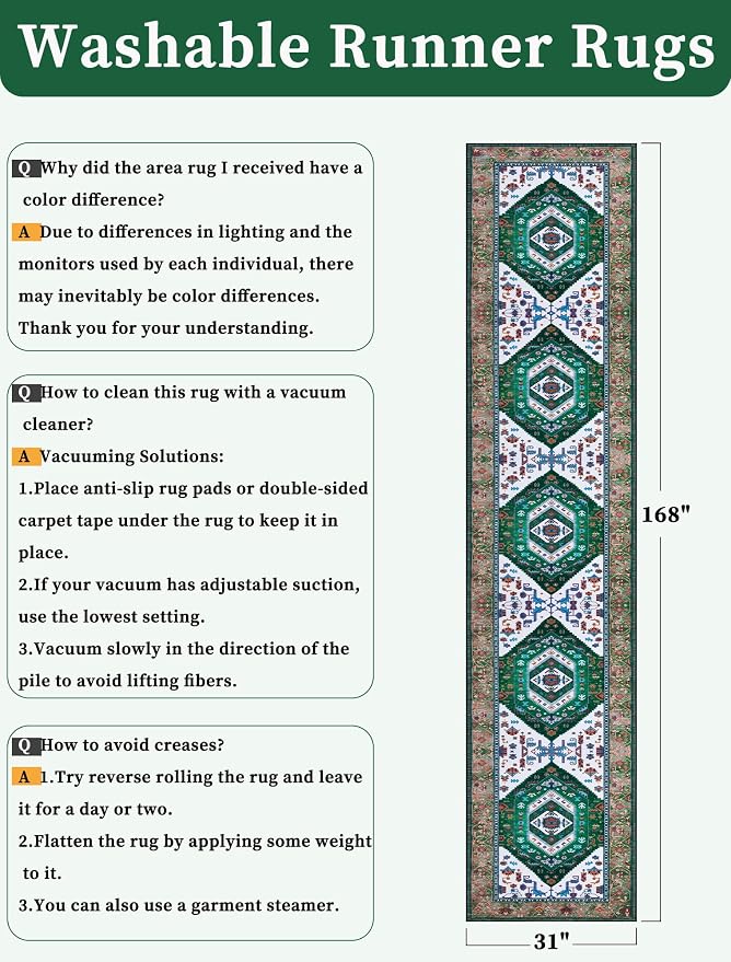 SERISSA 2'6"x14' Washable Non Slip Boho Runner Rug - Image 6