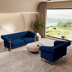 Mid-Century Modern Blue Velvet Single Sofa - Image 9