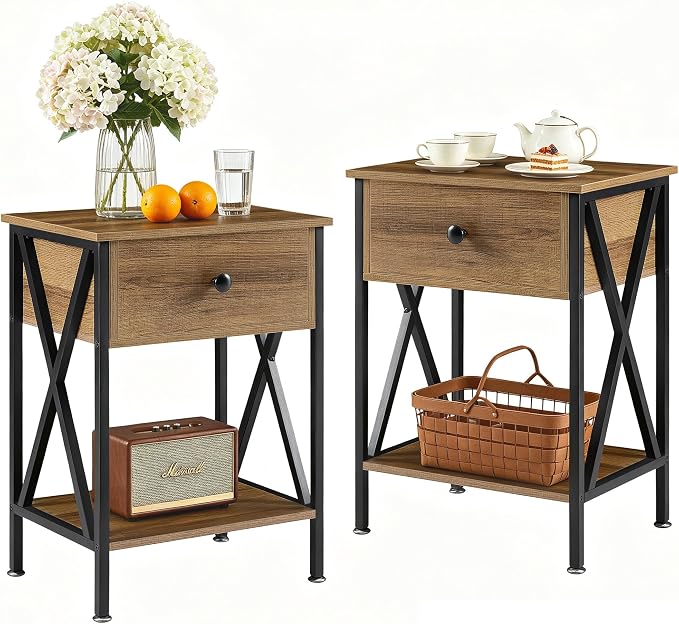 VECELO Nightstands Set of 2, Modern Bedside End Tables, Night Stands by VECELO