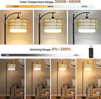 ZECOXOL Arc Floor Lamp for Living Room Boho Floor Lamps - Image 2